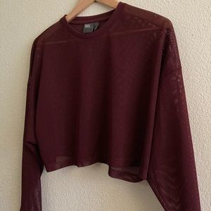 ASOS burgundy mesh crop top